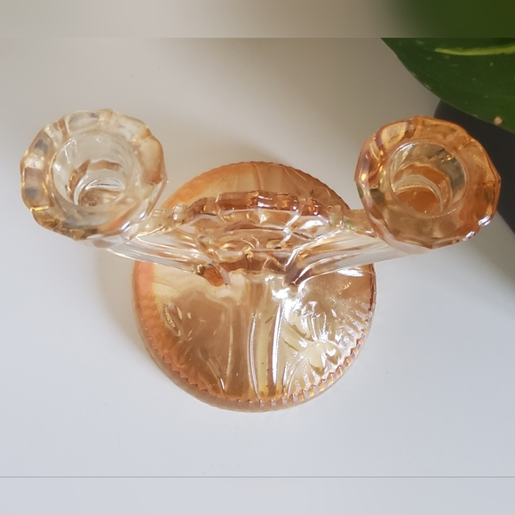 Vintage Iris and Herringbone Jeannette Double Candle Holder - Picture 4 of 5
